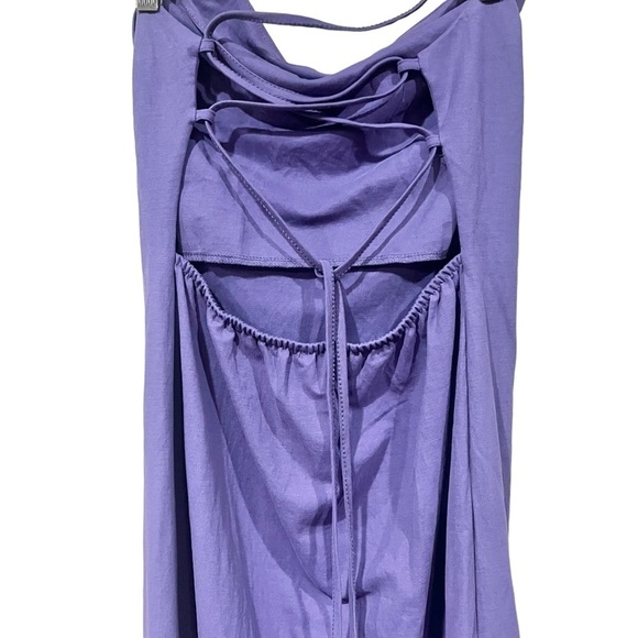 Zara Midi Length Strappy Back Drape Neck Purple Dress Back Tie Date Night Size M - Picture 6 of 12
